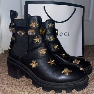 Gucci embroidered boots size 39 (8.5)